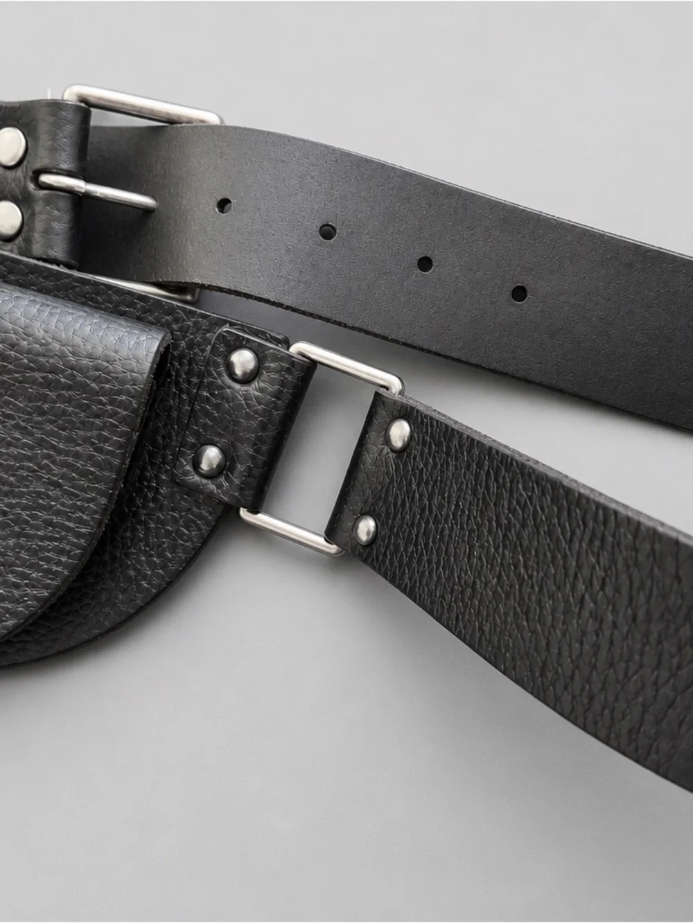 Genuine Leather Belt Bag Waist Pouch Black Utility Belt‎ Festival Goth Boho